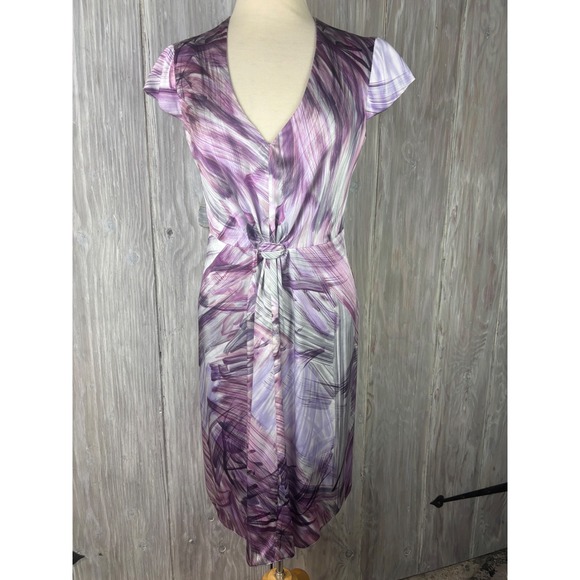 Armani Collezioni Dresses & Skirts - Armani Collezioni Silk Sheath Dress Womens 8 Purple Abstract Knot V-Neck Italy